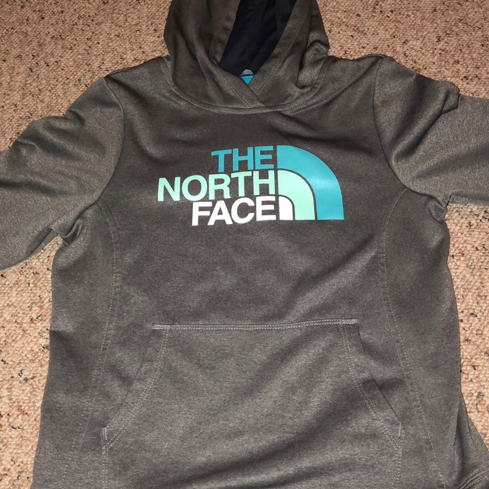 Youth medium North Face hooded grey sweatshirt